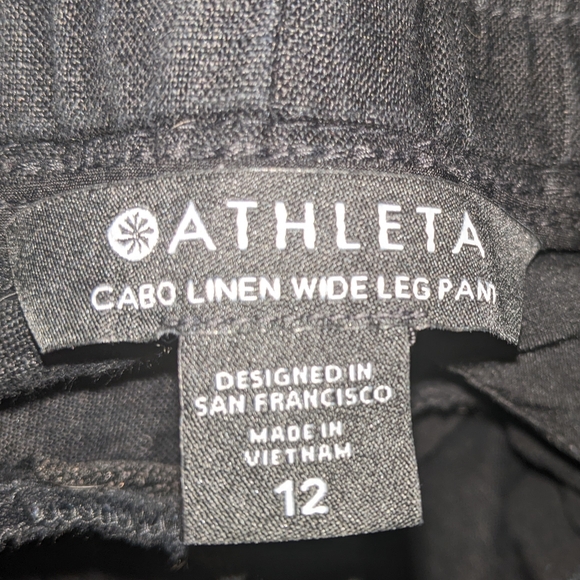 Athleta - Cabo Linen Wide Leg Pant 447244 | Size 12 | Black Charcoal - Picture 7 of 7